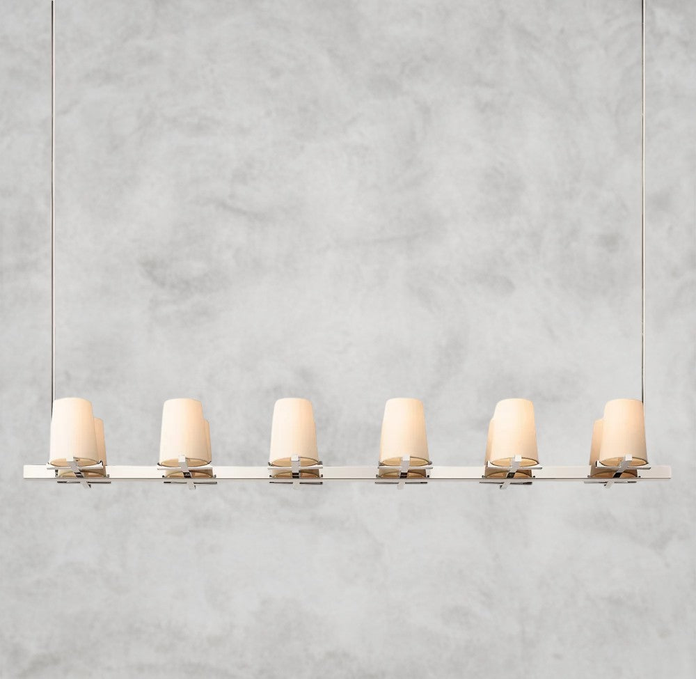 Pauillac Fabric Shade Linear Chandelier 49", 60"
